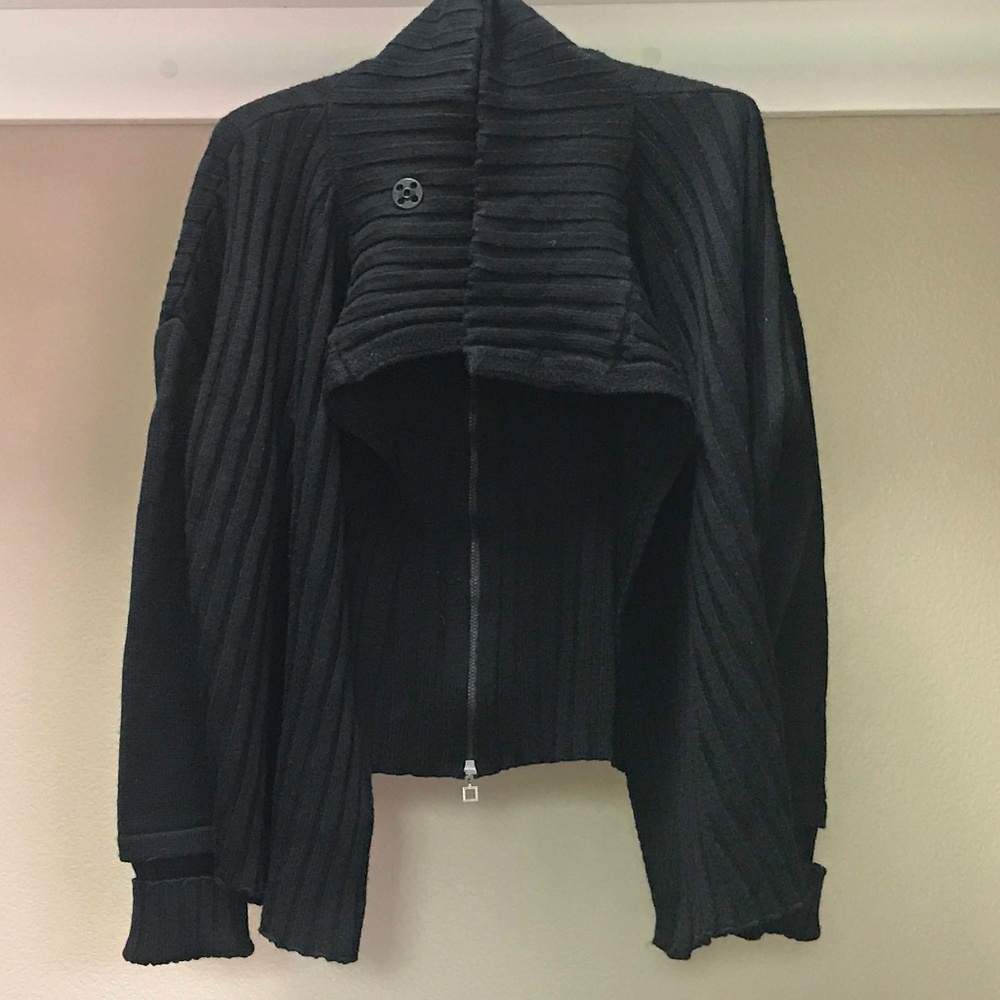 SARAH PACINI BLACK KNIT CARDIGAN WITH BACK… - Picture 1 of 8